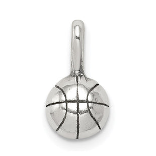 Sterling Silver Antiqued Basketball Charm (Style QC1465)