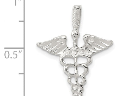 Sterling silver caduceus charm, another view