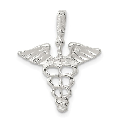 Sterling Silver Caduceus Charm, 25 x 19mm