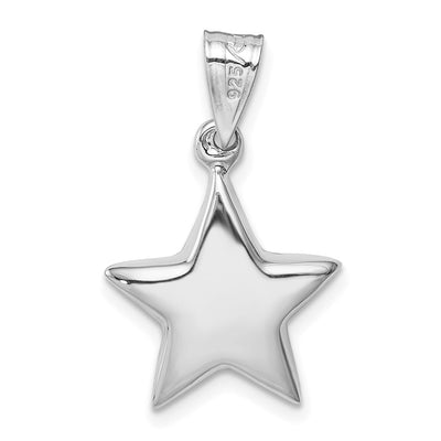 Sterling Silver Rhodium-plated Star Charm, 23 x 16mm