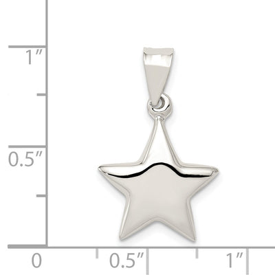 Sterling Silver Rhodium-plated Star Charm, 23 x 16mm