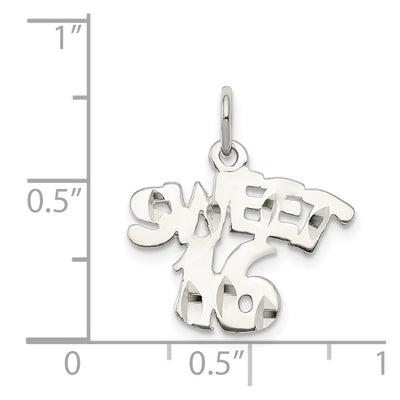 Sterling Silver Sweet 16 Charm, 21 x 19mm