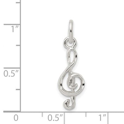 Sterling Silver Treble Clef Charm, 22 x 8.5mm