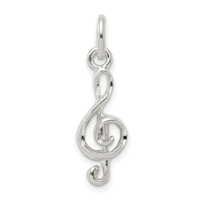 Sterling Silver Treble Clef Charm, 22 x 8.5mm