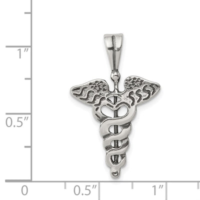 Sterling Silver Caduceus Charm, 26 x 17mm