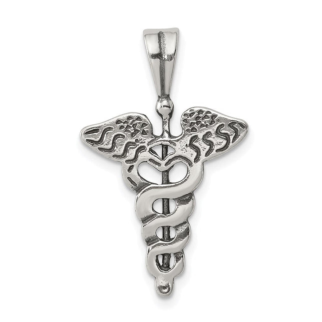 Sterling Silver Caduceus Charm, 26 x 17mm