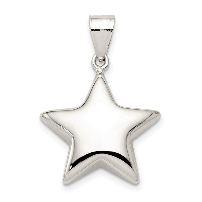 Sterling Silver Rhodium-plated Star Charm, 27 x 19mm