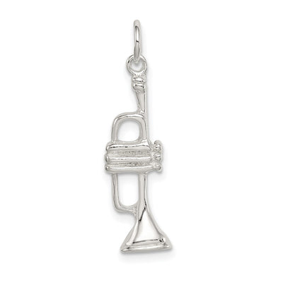 Sterling Silver Trumpet Charm, 25 x 8mm