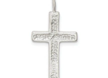 Sterling Silver Diamond -Cut Cross Pendant, 30 x 15mm