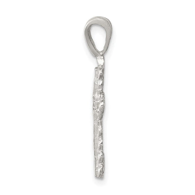 Sterling Silver Budded Cross Pendant, 27 x 14mm