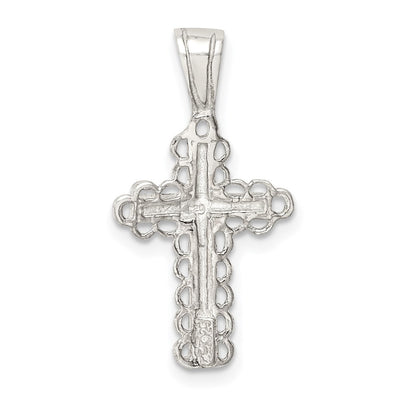 Sterling Silver Budded Cross Pendant, 27 x 14mm