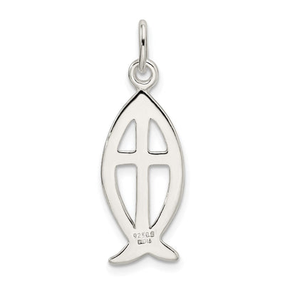 Sterling Silver Ichthus Fish Cross Charm, 27 x 11mm