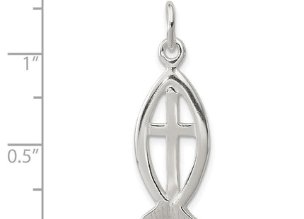 Sterling Silver Ichthus Fish Cross Charm (Style QC1996)