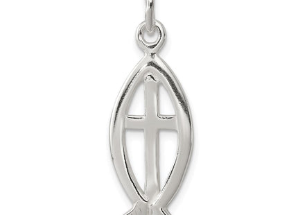 Sterling Silver Ichthus Fish Cross Charm (Style QC1996)