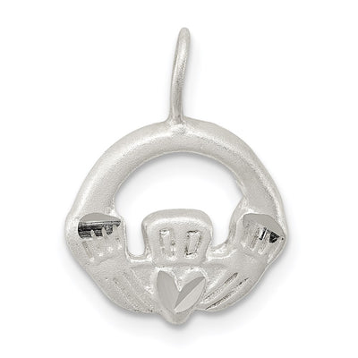 Sterling Silver Satin Claddagh Charm