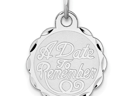 Sterling Silver Rhodium-plated A Date To Remember Disc Charm (Style QC2089)