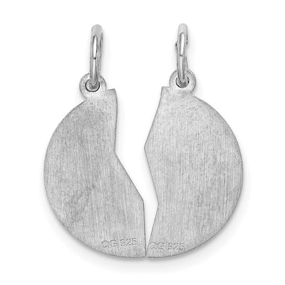 Sterling Silver Rhodium-plated Breakapart Mizpah Charm, 21 x 9mm