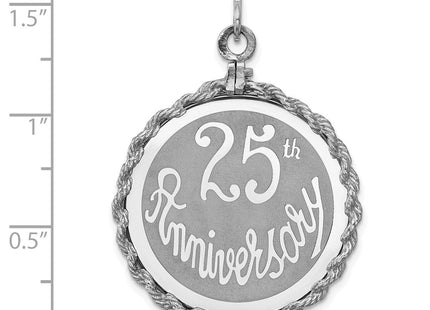 Sterling Silver Rhodium-plated 25th Anniversary Disc Charm