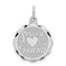 Sterling Silver Rhodium-plated Special Friend Disc Charm