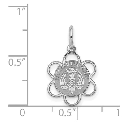 Sterling Silver Rhodium-plated My Confirmation Disc Charm, 16 x 14mm