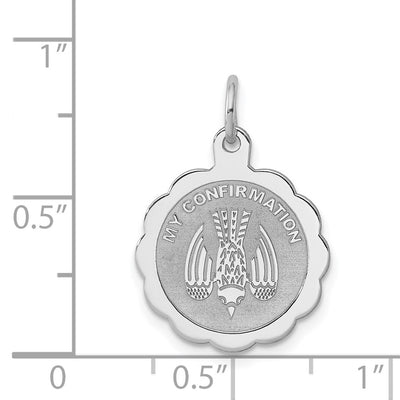Sterling Silver Rhodium-plated My Confirmation Disc Charm, 18 x 15mm