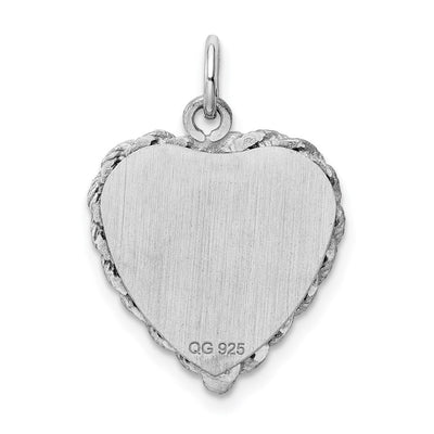 Sterling Silver Rhodium-plated Baptism Disc Charm, 25 x 17mm
