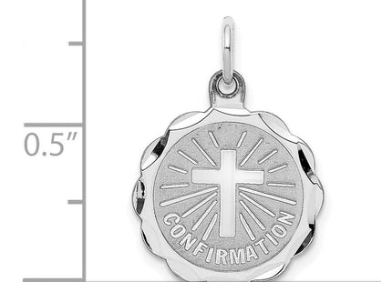 Sterling Silver Rhodium-plated Confirmation Disc Charm (Style QC2388)