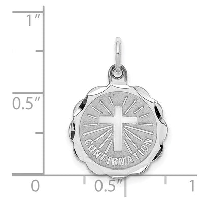 Sterling Silver Rhodium-plated Confirmation Disc Charm, 17 x 16mm