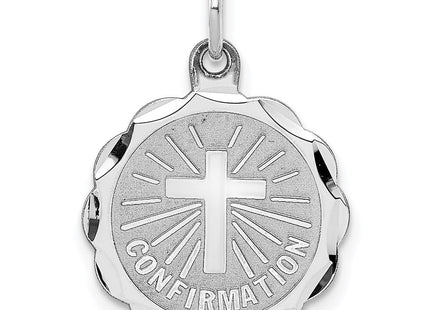 Sterling Silver Rhodium-plated Confirmation Disc Charm (Style QC2388)