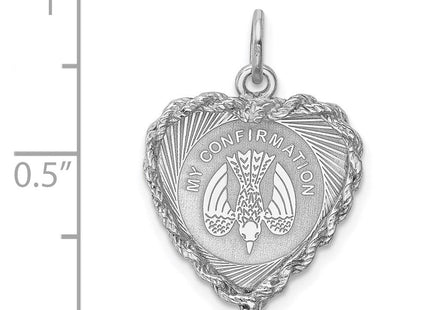 Sterling Silver Rhodium-plated My Confirmation Disc Charm (Style QC2390)