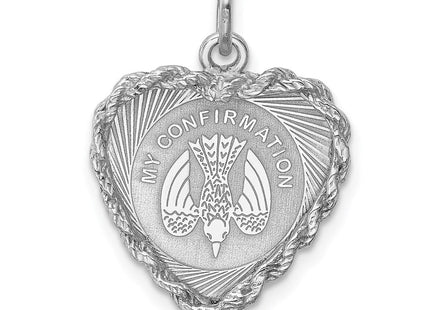 Sterling Silver Rhodium-plated My Confirmation Disc Charm (Style QC2390)