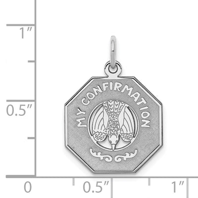 Sterling Silver Rhodium-plated My Confirmation Disc Charm, 18 x 17mm