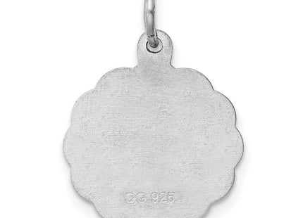 Sterling Silver Rhodium-plated Baptism Disc Charm