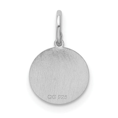Sterling Silver Rhodium-plated Baptism Disc Charm, 15 x 10mm