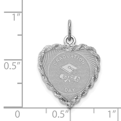 Sterling Silver Rhodium-plated Graduation Cap & Diploma Disc Charm, 24 x 17mm