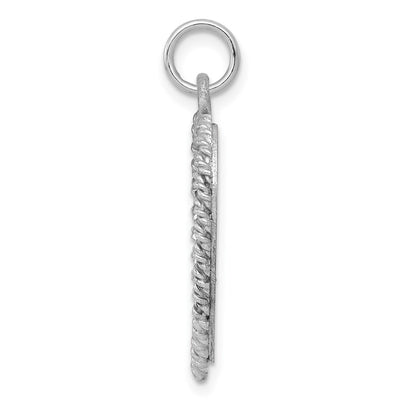 Sterling Silver Rhodium-plated Graduation Cap & Diploma Disc Charm, 28 x 19mm