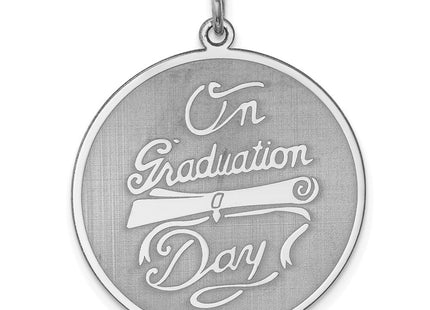 Sterling Silver Rhodium-plated On Graduation Day Disc Charm (Style QC2440)
