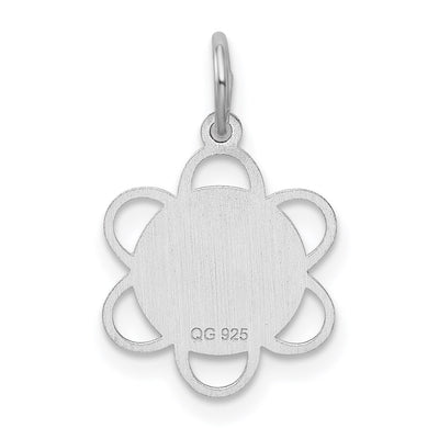 Sterling Silver Rhodium-plated Sweet Sixteen Disc Charm, 21 x 18mm