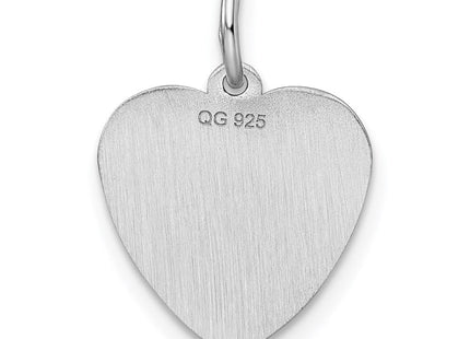 Sterling Silver Rhodium-plated Sweet Sixteen Heart Disc Charm (Style QC2454)