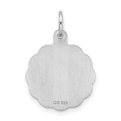 Sterling Silver Rhodium-plated Sweet Sixteen Disc Charm, 23 x 16mm