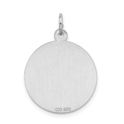 Sterling Silver Rhodium-plated Sweet Sixteen Disc Charm, 27 x 19mm