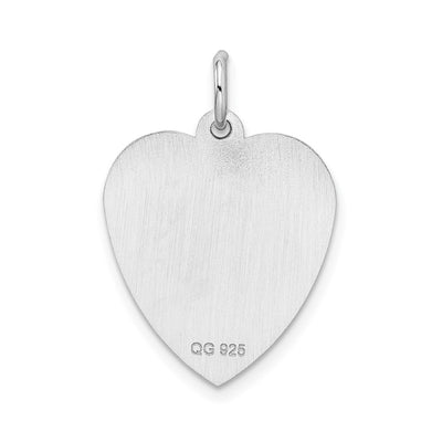 Sterling Silver Rhodium-plated Sweet Sixteen Heart Disc Charm, 25 x 17mm
