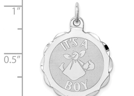 Sterling Silver Rhodium-plated Its a Boy Charm (Style QC2493)