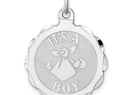 Sterling Silver Rhodium-plated Its a Boy Charm (Style QC2493)