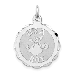 Sterling Silver Rhodium-plated Its a Boy Charm (Style QC2493)