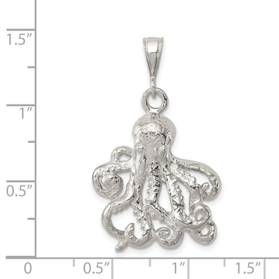 Sterling Silver Octopus Charm, 26 x 22mm
