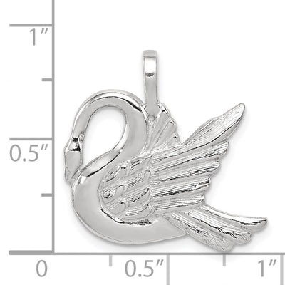 Sterling Silver Swan Charm, 24 x 24mm