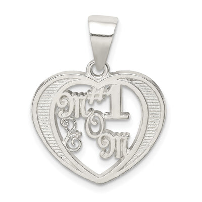 Sterling Silver # 1 Mom Charm, 25 x 20mm
