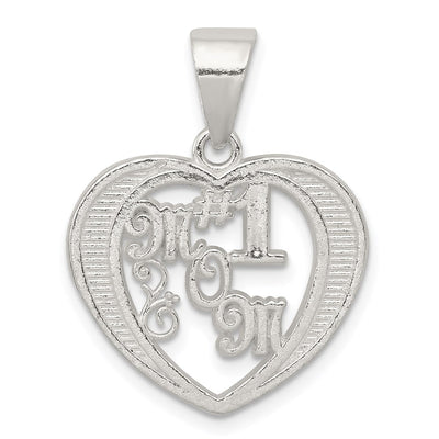 Sterling Silver # 1 Mom Charm, 25 x 20mm