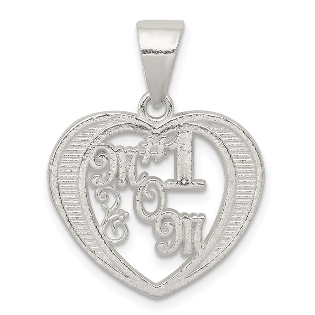 Sterling Silver # 1 Mom Charm, 25 x 12mm